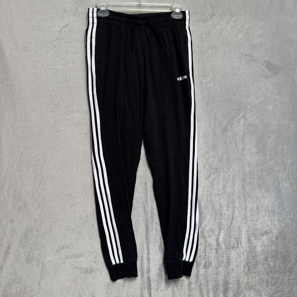 Adidas Pants Teens Small Black French Terry Track Joggers 3 Side Stripe DP2377